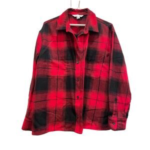 OLD NAVY Red Plaid Boyfriend Shirt / Shacket L